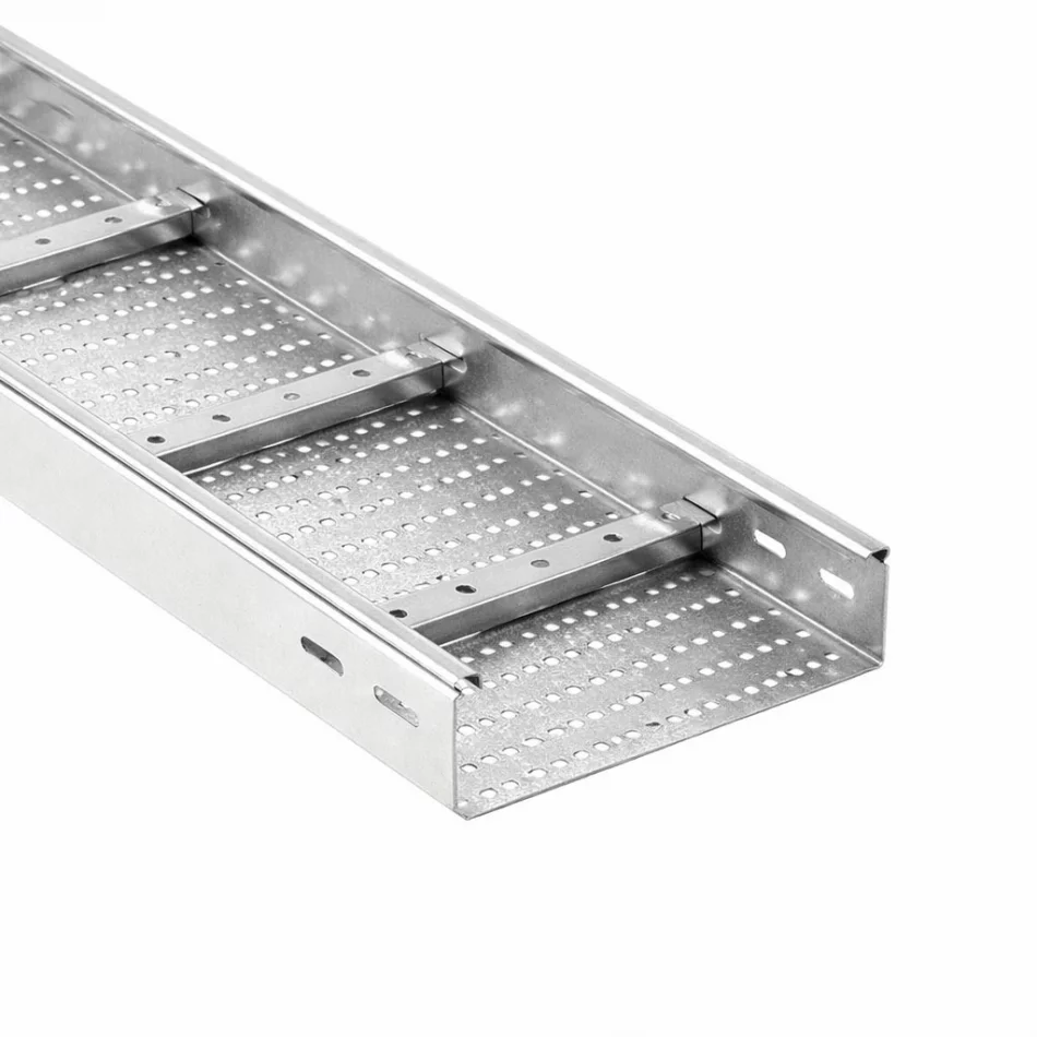 Лоток перфорированный 200x100x3000 лонжерон 2.0 мм оцинкованный фото
